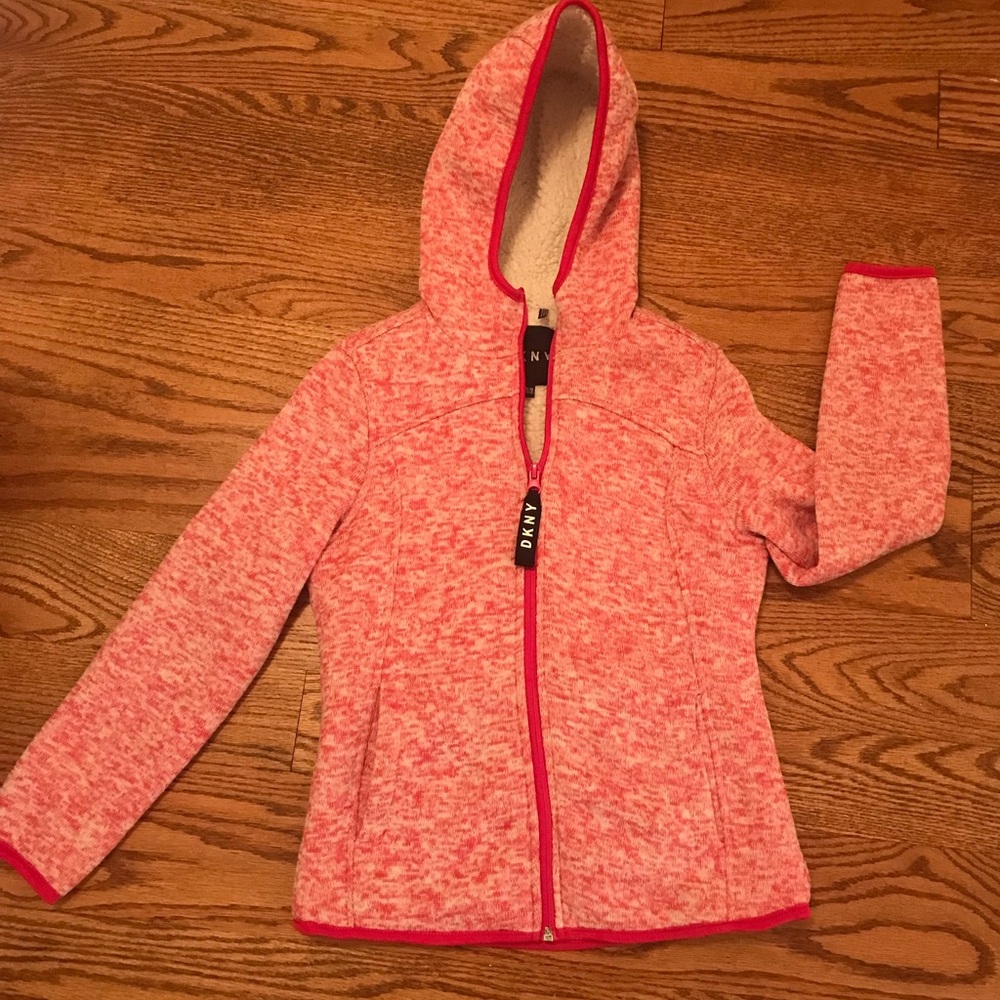 DKNY Girls Full Zip Sherpa Sweatshirt W/hood